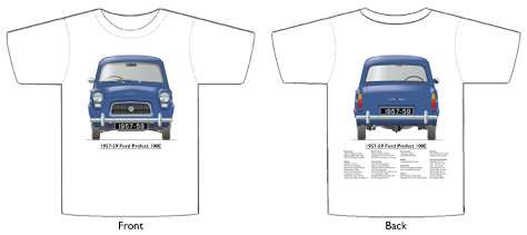 Ford Prefect 100E 1957-59 T-shirt Front & Back